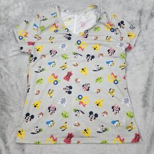 Disney Parks Shirt Womens XL Gray Mickey Minnie Donald Goofy Pluto 2020 Tee‎ Top